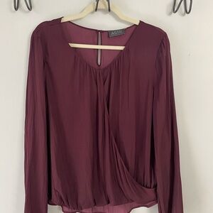 ASTR the label, Women's L, Burgundy Purple Crossover Top